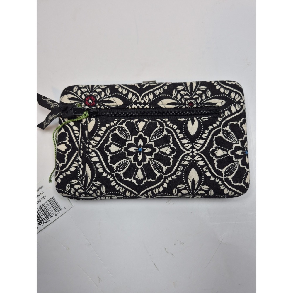 Vera Bradley Opera Wallet Retired Barcelona Floral Quilted Metal Frame Black NWT - Picture 1 of 14